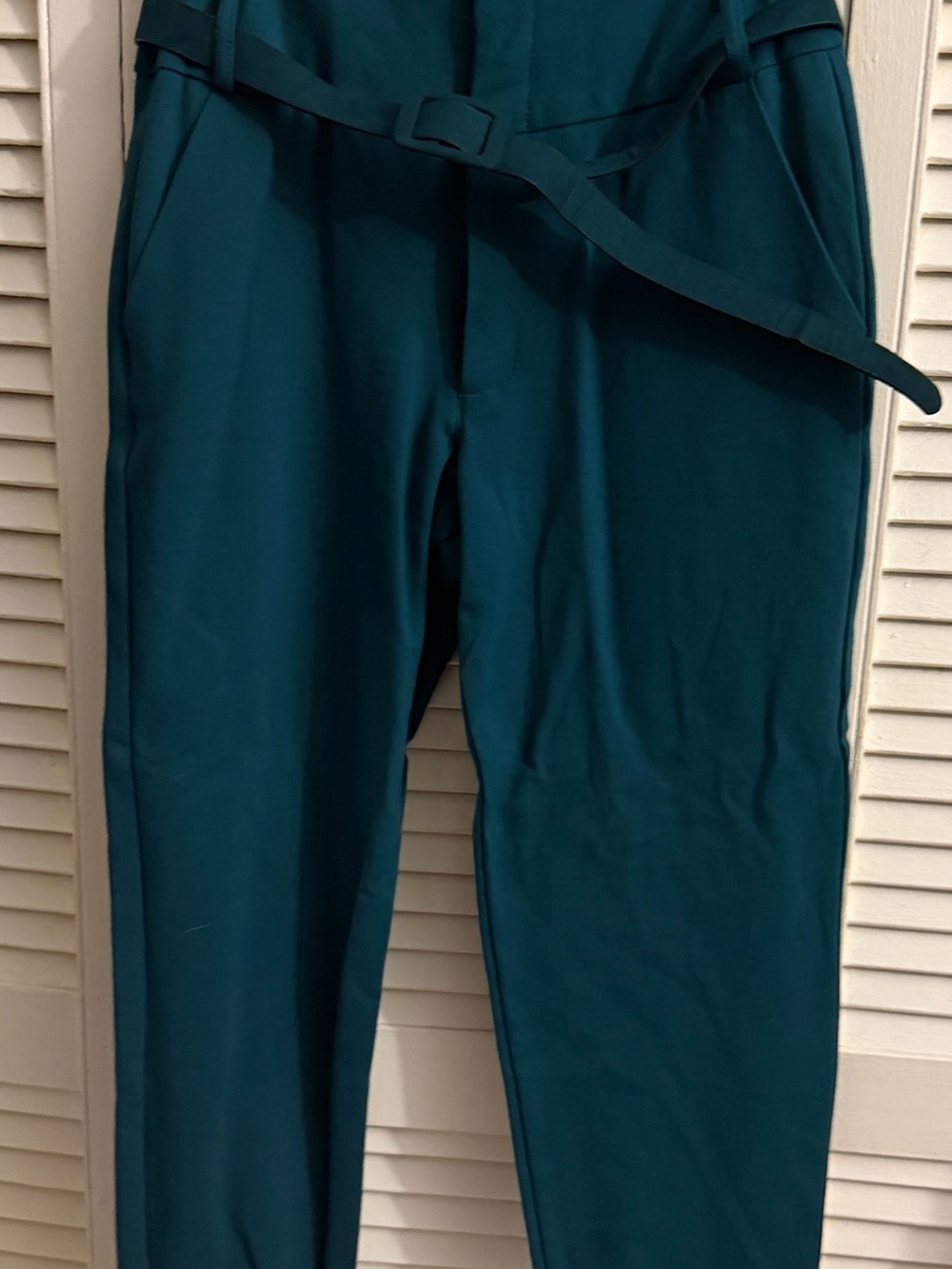 like an angel Teal High-Waist Belted Women's Trousers